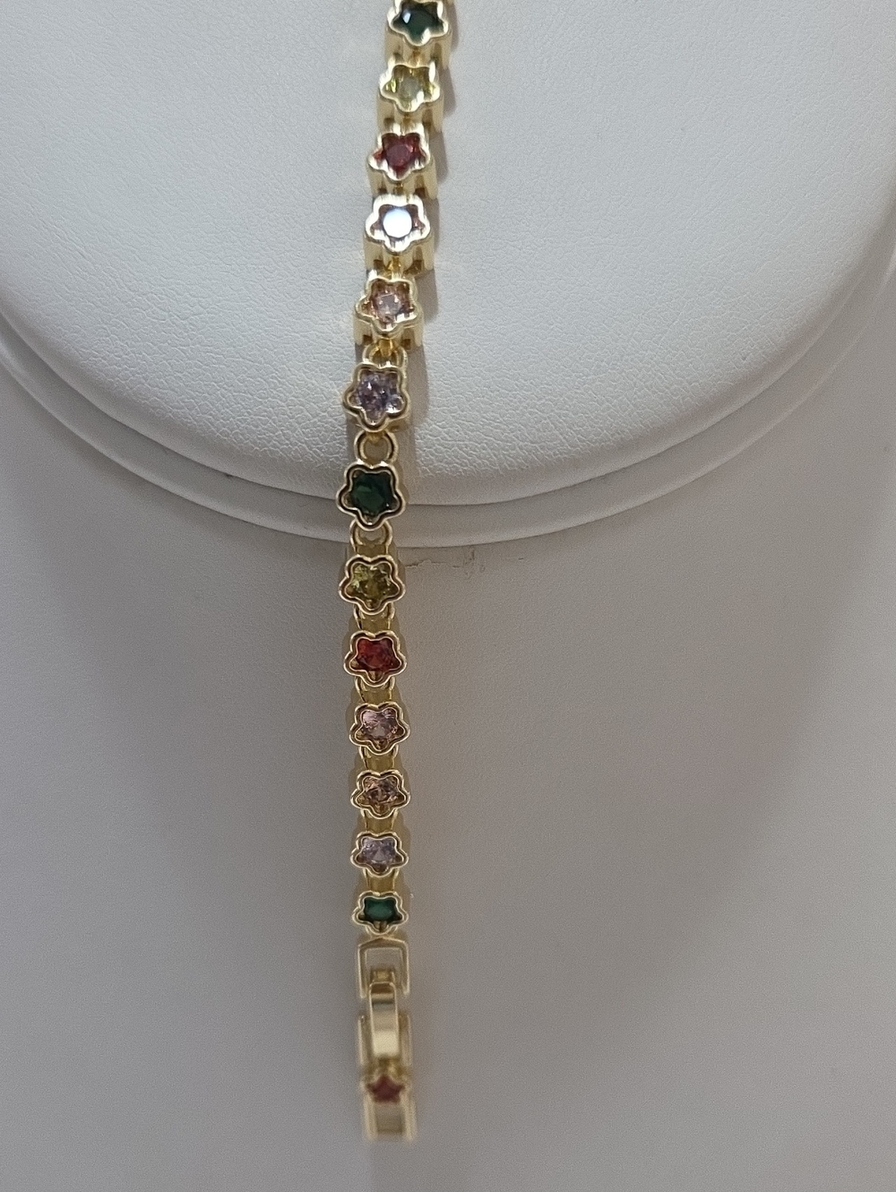 Laminated 14k Gold Tone Multi-Color Flower Link Bracelet - Women Jewelry